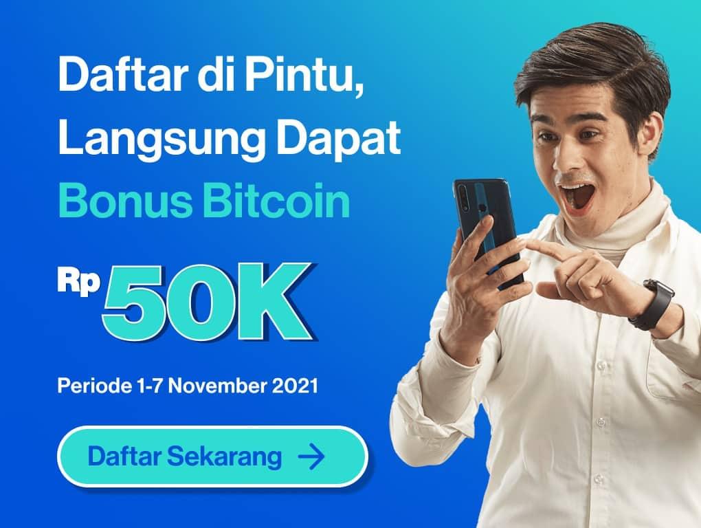 Gambar Daftar di Pintu, Langsung Dapat Bonus BITCOIN Rp50.000!