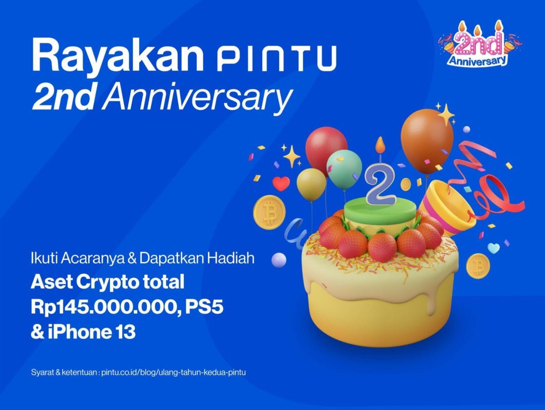 Gambar Pintu 2nd Anniversary: Dapatkan Hadiah Crypto Total Rp145 Juta, PS5 & iPhone 13