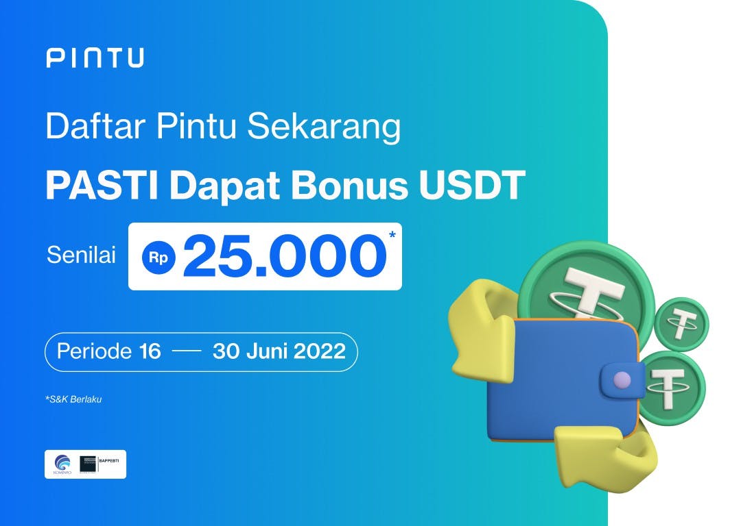 Gambar Daftar Pintu Sekarang, Pasti Dapat Bonus USDT Rp25 Ribu!