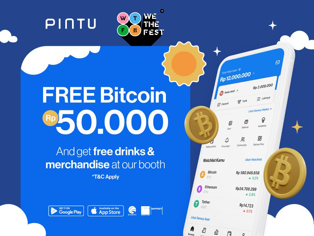 Gambar Pintu x We The Fest: Dapatkan Gratis Bitcoin Rp50.000