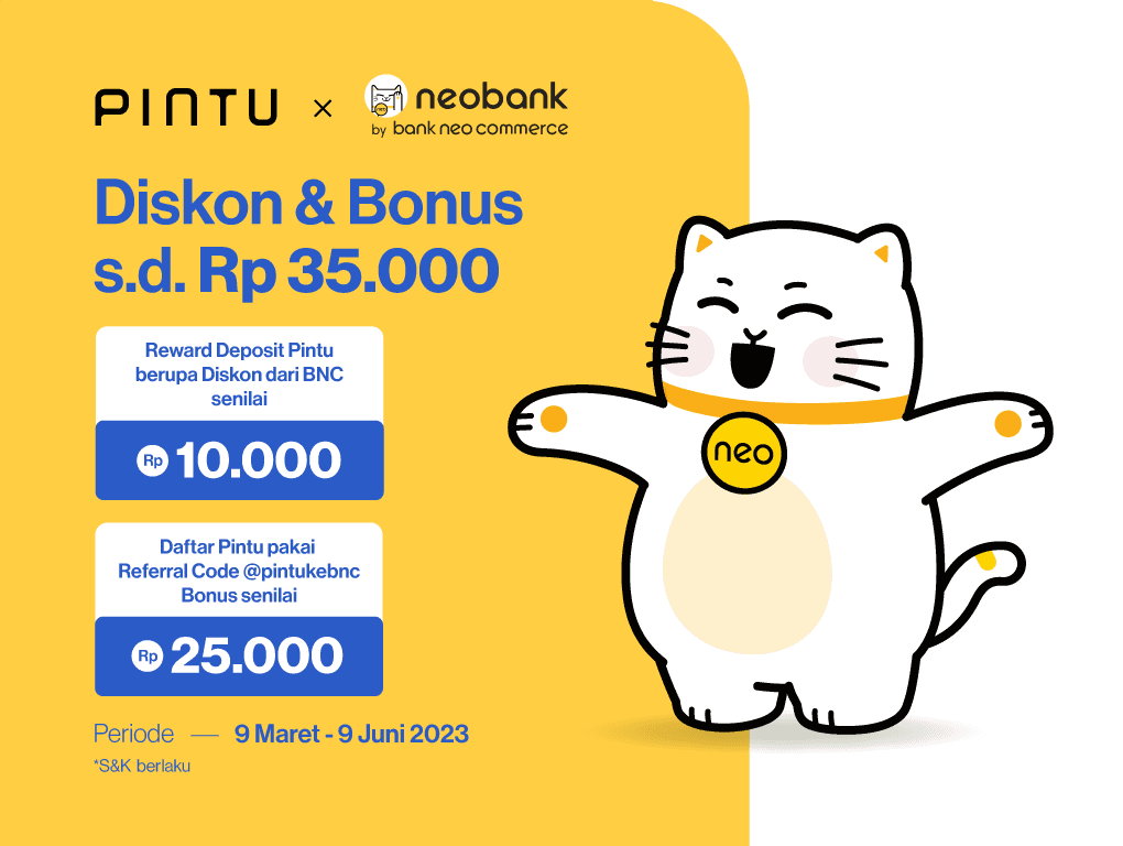 Gambar Promo Pintu x BNC: Dapatkan Bitcoin Gratis dan Cashback Senilai Rp10.000!