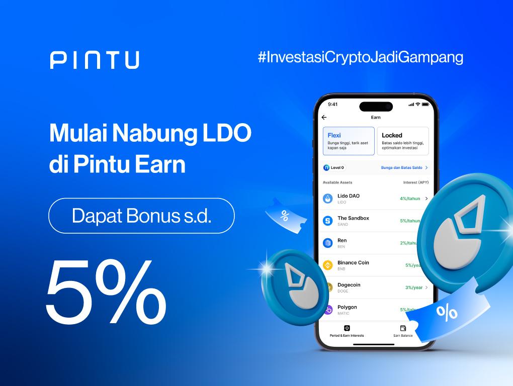 Gambar Nabung Lido Dao (LDO), Hingga 5% APY di Pintu Earn!